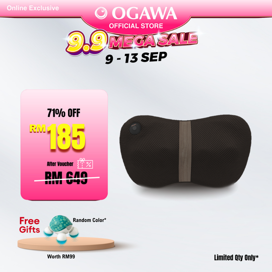 [Apply Code: 7TM12] OGAWA Mobile Shiatsu Lite Shiatsu Kneading Massage Pillow (Ashwood)*